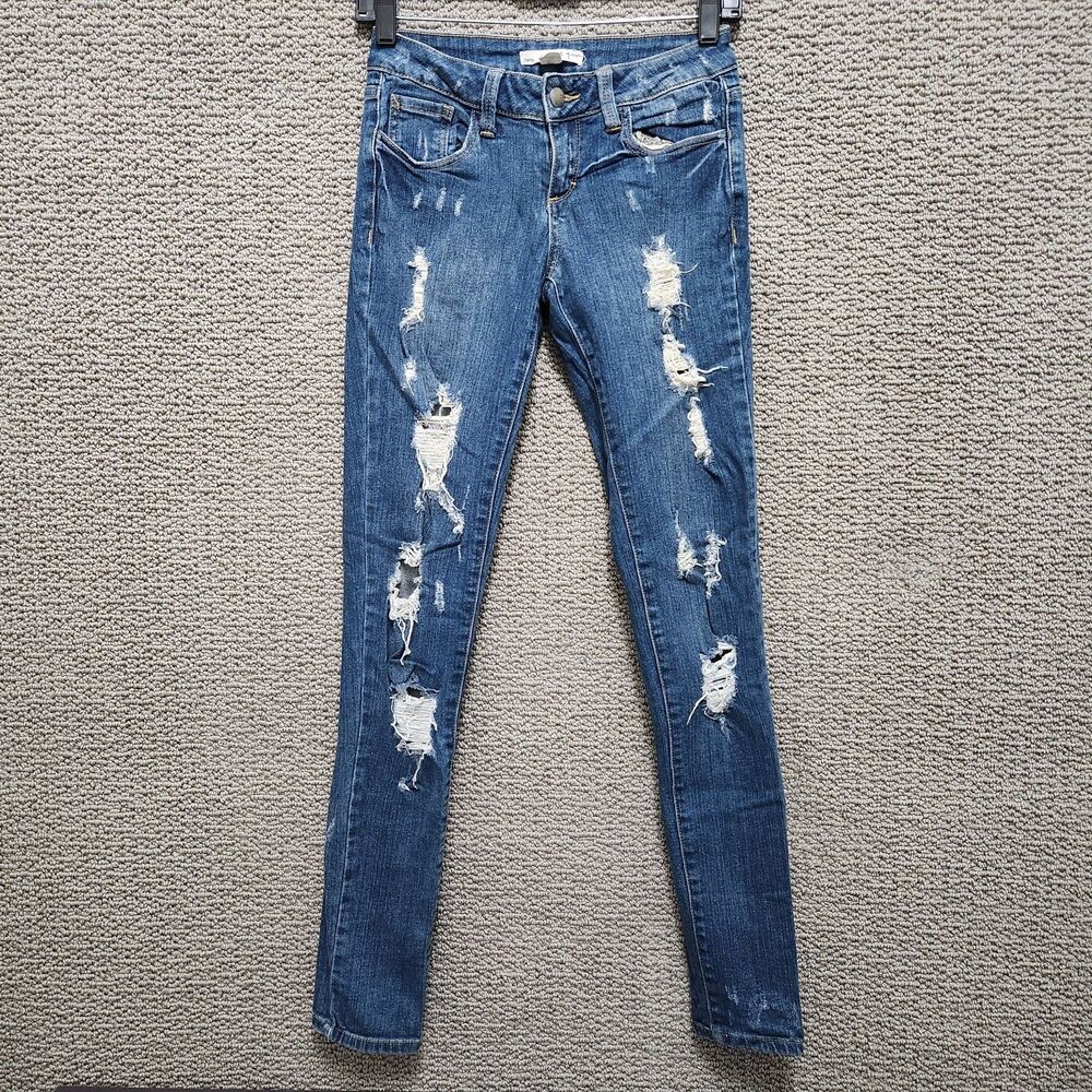 SOHO Women's Distressed Skinny Jeans Medium Wash Stretch Size 25